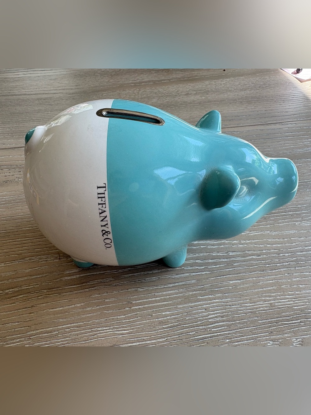 Tiffany & Co. White and Tiffany Blue Ceramic Color Block Piggy Bank (RETIRED)